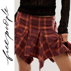 Free People Xia Plaid Mini Skirt Preppy Academic Grunge Y2K Fairy Size S